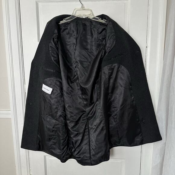 Calvin Klein Mens Prosper Wool Pea Coat Slim Fit 40L Charcoal Gray Overcoat NWOT - Picture 9 of 16